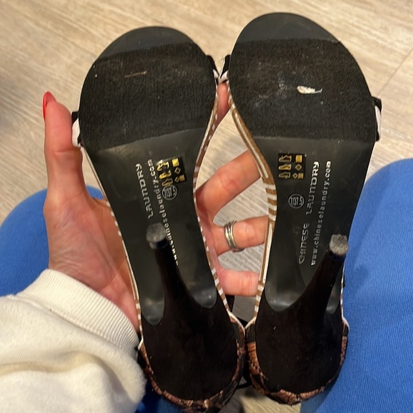 Chinese Laundry heels LA PAZ brown multi black white 7.5 - Picture 6 of 8
